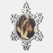 Aangepaste Verloving foto Tin Sneeuwvlok Ornament (Rechts)