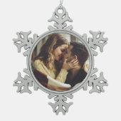 Aangepaste Verloving foto Tin Sneeuwvlok Ornament (Voorkant)