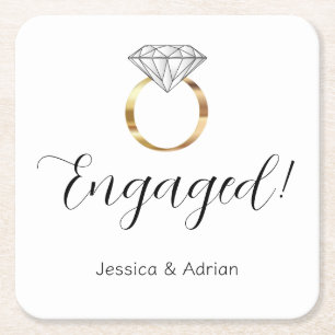 Aangepaste Verloving Gouden Diamanten Ring Verlovi Kartonnen Onderzetters