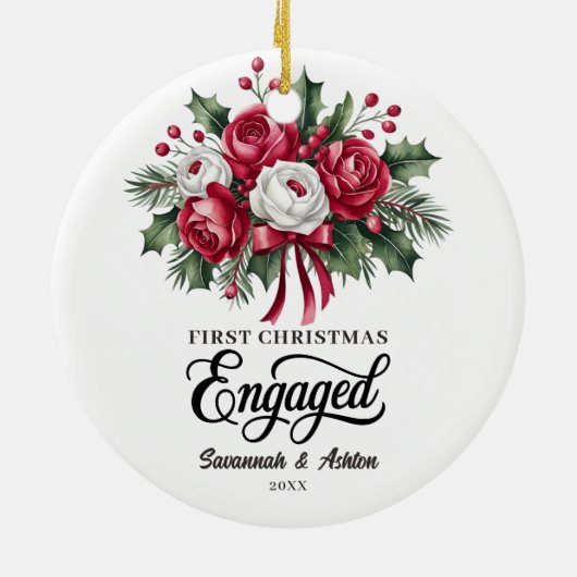 Aangepaste Verloving Keepsake, Verloving Gift Keramisch Ornament (Achterkant)