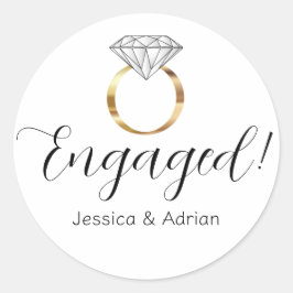 Aangepaste Verloving Met Witte Diamanten Ring Ronde Sticker
