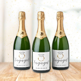 Aangepaste Verloving Met Witte Diamanten Ring Sparkling Wijnetiket