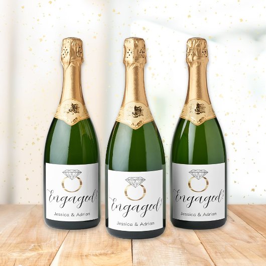 Aangepaste Verloving Met Witte Diamanten Ring Sparkling Wijnetiket