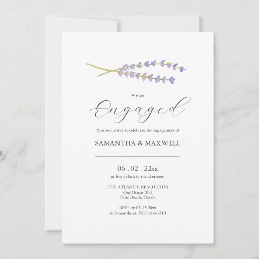 Aangepaste Verloving Uitnodigingen Waterverf Laven (Voorkant)