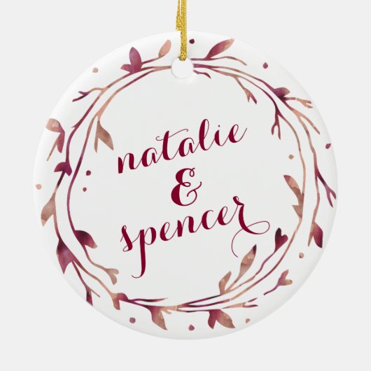 Aangepaste Verloving | WATERVERF Keramisch Ornament (Achterkant)