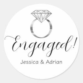 Aangepaste Verloving Zilveren Diamanten Ring Ronde Sticker