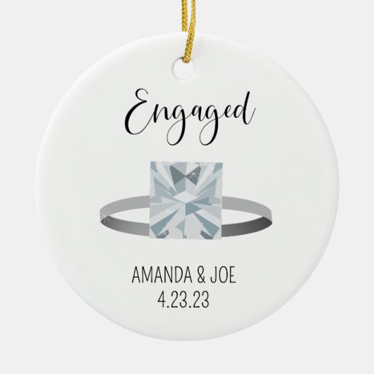 Aangepaste Verlovingen ringillustratie Keramisch Ornament (Voorkant)