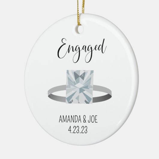 Aangepaste Verlovingen ringillustratie Keramisch Ornament (Links)