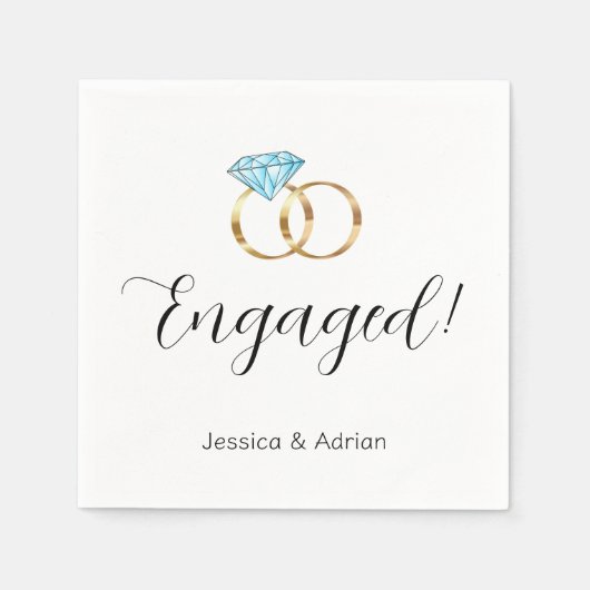 Aangepaste verlovingsring verlovingsfeest servet (Voorkant)
