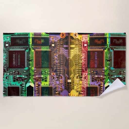 Aangepaste verpakking en Glitch printkaart robotic Strandlaken (Voorkant)