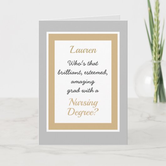 Aangepaste verpleeggraad Gefeliciteerd creditcard Kaart (Voorkant)