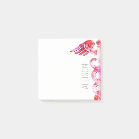 Aangepaste verpleegkundige Doctor Roze Caduceus Me Post-it® Notes (Voorkant)
