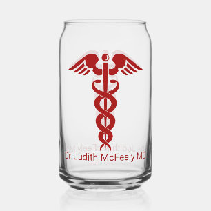 Aangepaste verpleegkundige of arts Caduceus Blikvorm Glas