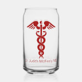 Aangepaste verpleegkundige of arts Caduceus Blikvorm Glas (Achterkant)