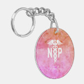 Aangepaste verpleegkundige roze arts sleutelhanger (Voorkant Links)