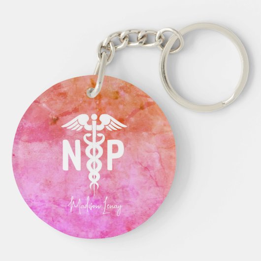 Aangepaste verpleegkundige roze arts sleutelhanger (Achterkant)