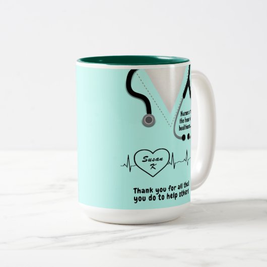 Aangepaste verpleegkundigen Bedankt Mok Naam toevo (Voorkant rechts)