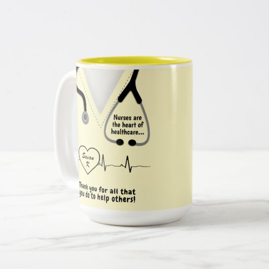 Aangepaste verpleegkundigen Bedankt Mok Naam toevo (Voorkant links)