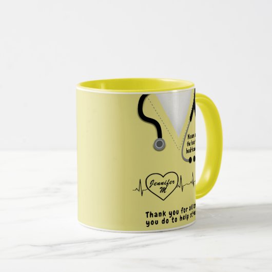 Aangepaste verpleegster Bedankt Je naam toevoegen Mok (Voorkant rechts)