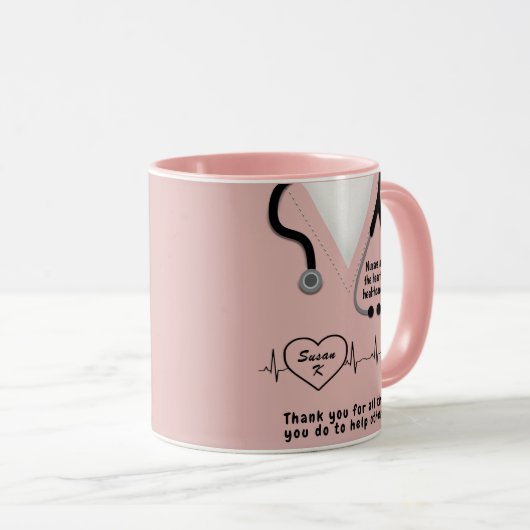 Aangepaste verpleegster Bedankt Je naam toevoegen Mok (Voorkant rechts)