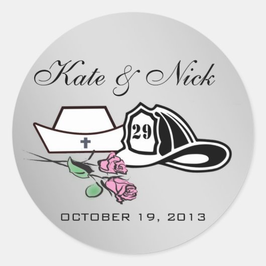 Aangepaste verpleegster brandweerman Stickers (Voorkant)