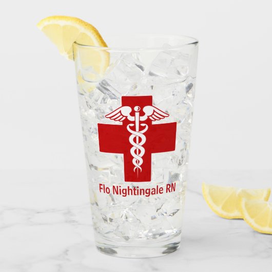 Aangepaste verpleegster of dokter Caduceus-kruis Glas (Voorkant ijs)