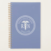 Aangepaste verpleegster RN Blue Medical Caduceus Planner (Voorkant)