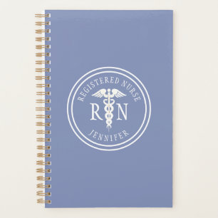 Aangepaste verpleegster RN Blue Medical Caduceus Planner