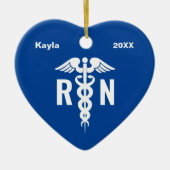 Aangepaste verpleegster RN medisch blauw Afstudere Keramisch Ornament (Voorkant)