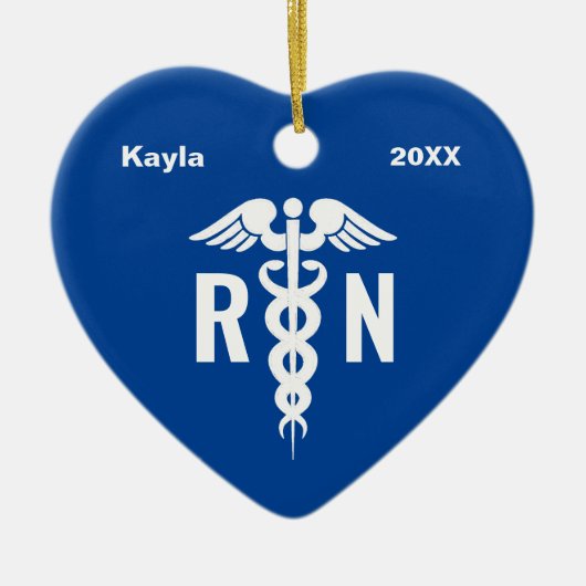 Aangepaste verpleegster RN medisch blauw Afstudere Keramisch Ornament (Voorkant)