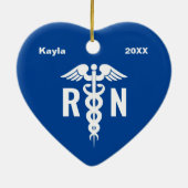 Aangepaste verpleegster RN medisch blauw Afstudere Keramisch Ornament (Achterkant)