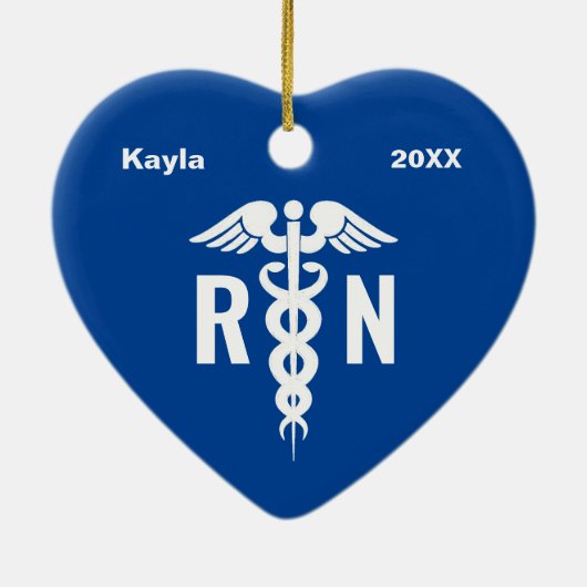 Aangepaste verpleegster RN medisch blauw Afstudere Keramisch Ornament (Achterkant)