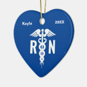 Aangepaste verpleegster RN medisch blauw Afstudere Keramisch Ornament (Links)