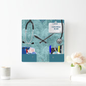 Aangepaste verpleegstraten in Blauwgroen patroon Vierkante Klok (Huis)