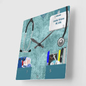 Aangepaste verpleegstraten in Blauwgroen patroon Vierkante Klok (Hoek)