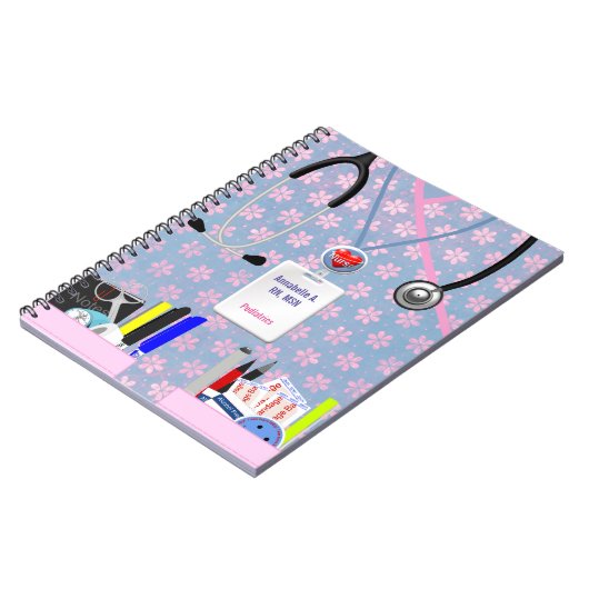 Aangepaste verplegers Pockets Roze en lavender Notitieboek (Linkerzijde)