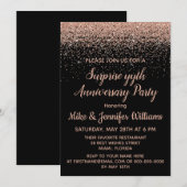 Aangepaste verrassingsjubileumfeest Black Rose Gou Kaart (Voorkant / Achterkant)