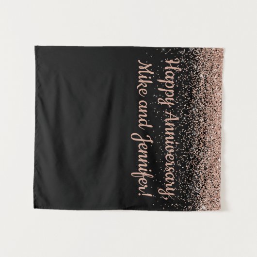 Aangepaste verrassingsjubileumfeest Black Rose Gou Wandkleed (Voorkant (horizontaal))