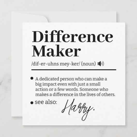 Aangepaste Verschil Maker, Cadeau voor Mentor Waar Aankondiging (Voorkant)