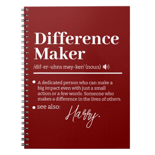Aangepaste Verschil Maker, Cadeau voor Mentor Waar Notitieboek (Voorkant)