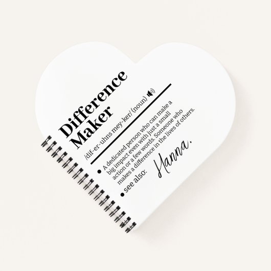 Aangepaste Verschil Maker, Cadeau voor Mentor Waar Notitieboek (Voorkant)