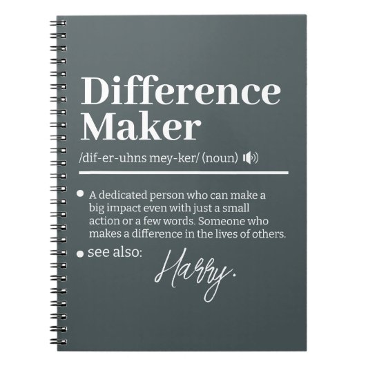 Aangepaste Verschil Maker, Cadeau voor Mentor Waar Notitieboek (Voorkant)