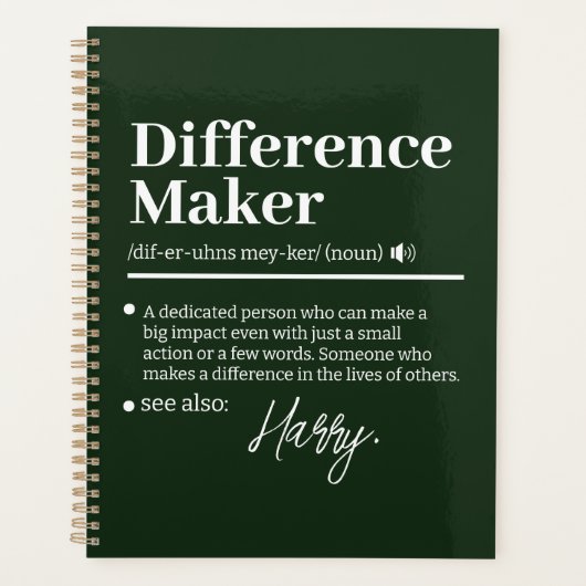 Aangepaste Verschil Maker, Cadeau voor Mentor Waar Planner (Voorkant)