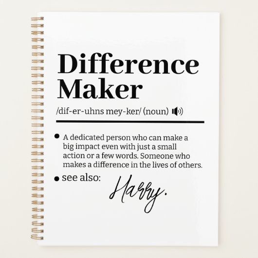 Aangepaste Verschil Maker, Cadeau voor Mentor Waar Planner (Voorkant)