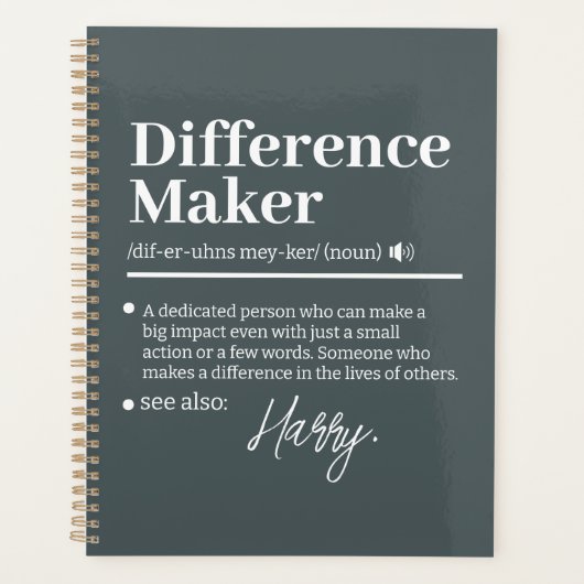 Aangepaste Verschil Maker, Cadeau voor Mentor Waar Planner (Voorkant)