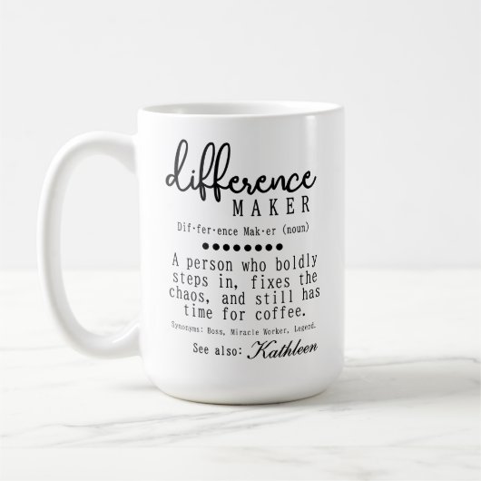 Aangepaste verschilmaker mok, Baas & Leraar cadeau Koffiemok (Links)
