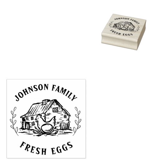 Aangepaste Verse Eieren Familie | Boerderij Hen |  Rubberstempel (Gestempeld)