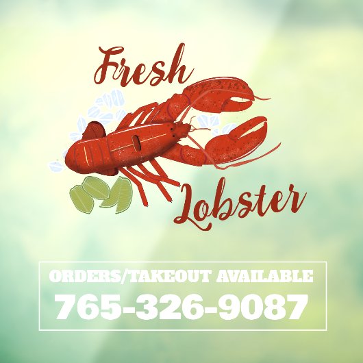 Aangepaste verse kreeft levering venster Cling Raamsticker (Vel 3)