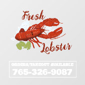 Aangepaste verse kreeft levering venster Cling Raamsticker (Vel)