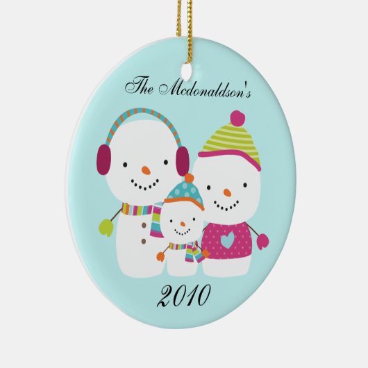 Aangepaste versie van Aangepaste Snowman Family Or Keramisch Ornament (Rechts)